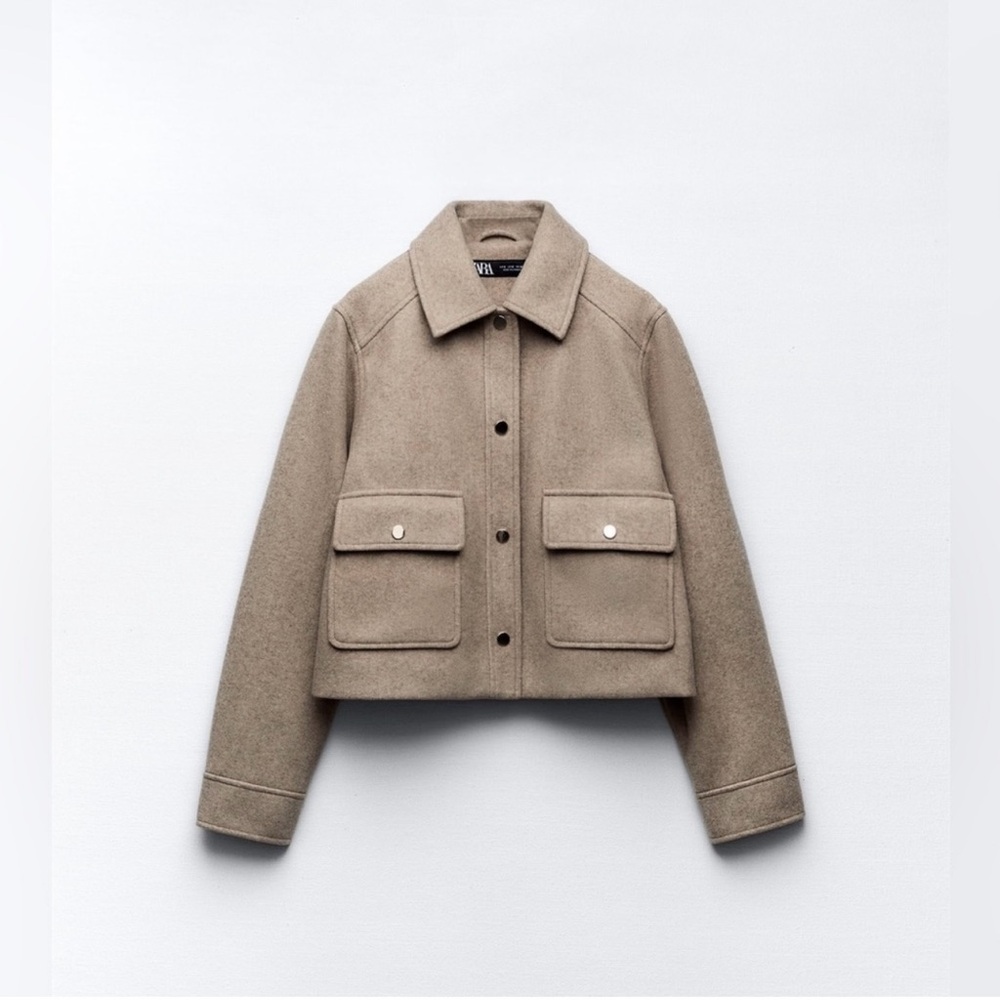 Zara Soft Cropped Jacket Tan